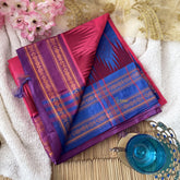 Dark Pink Chinnalampattu Saree with Rettapet Temple Border- VS3666